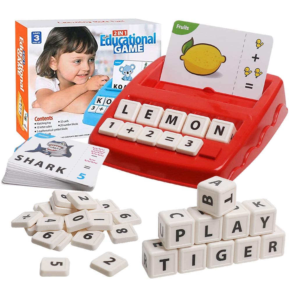 PATPAT Spelling Games for Kids,Brain Games for Kids with Flash Cards,2 in 1 Matching Letter and Number Games for Boys and Girls Sight Words Recognition Kindergarten Teaching Tools Preschool 3-8 - Red PATPAT Spelling Games for Kids,Brain Games for Kids with Flash Cards,2 in 1 Matching Letter and Number Games for Boys and Girls Sight Words Recognition Kindergarten Teaching Tools Preschool 3-8 - Red